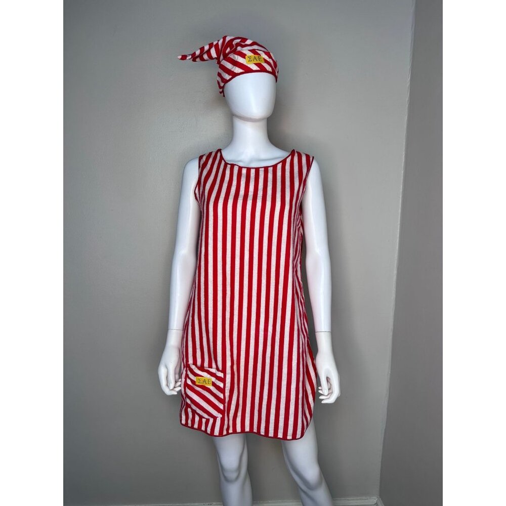 Vintage 1950s/60s Sigma Alpha Epsilon Pajama Party Flannel Night Shirt and Cap - Picture 2 of 10
